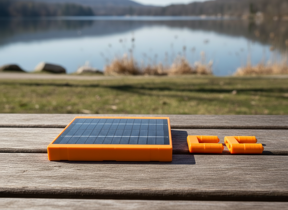 pannello solare portatile modulare componibile outdoor trekking sci ricarica elettrica arancione